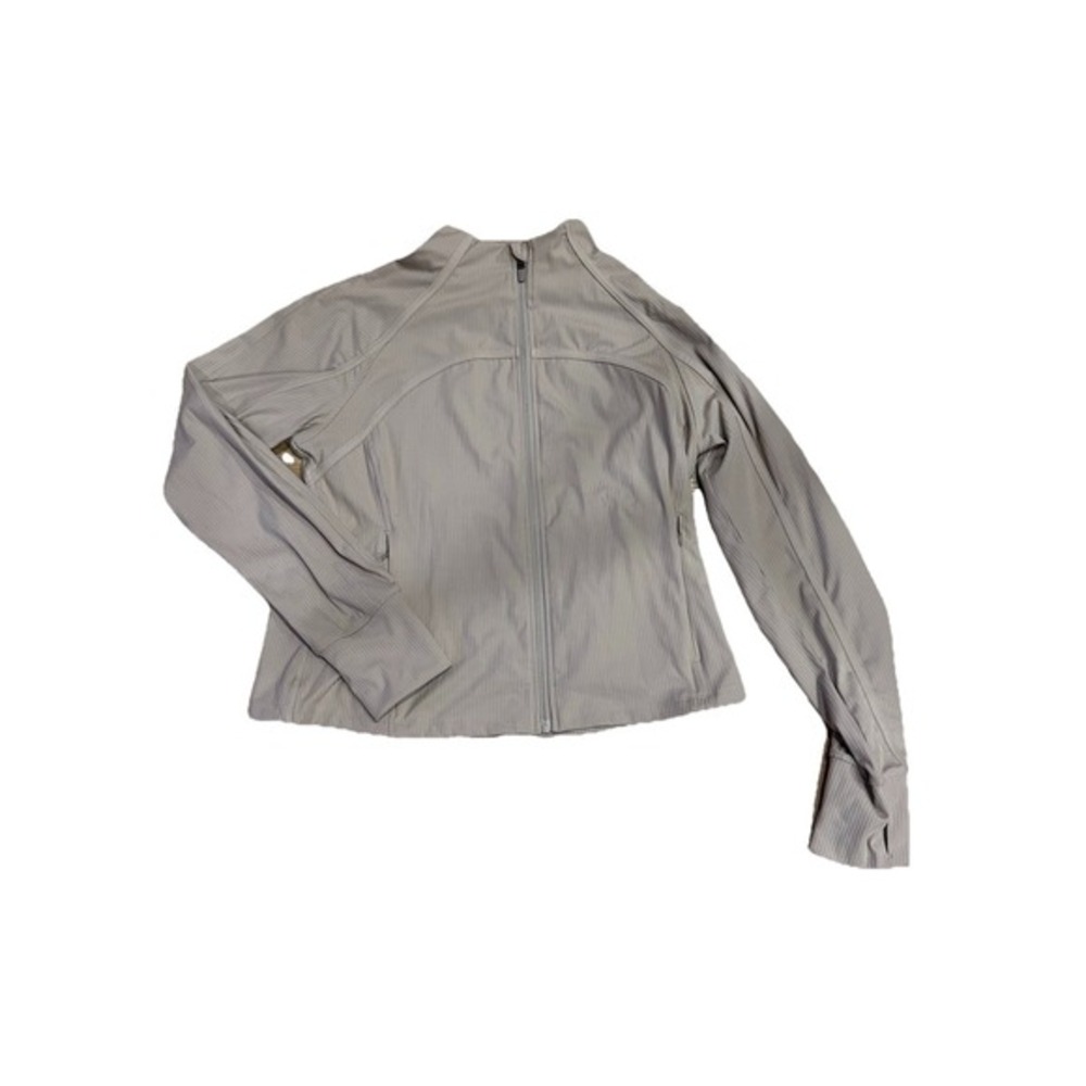 Danskin Rib Yoga Jacket Women's Lg Athleisure Thumb holes Tan Neutral Layer NWT